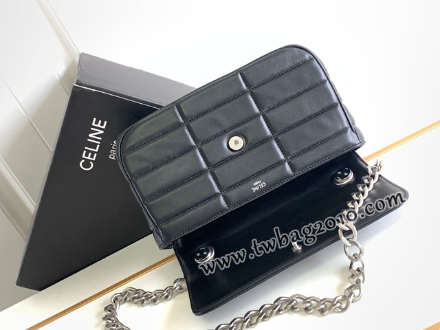 Celine專櫃2023新品絎縫鏈條羊皮斜挎包 賽琳MATELASSé MONOCHROME絎縫羊皮革鏈條肩背包 sldj2369